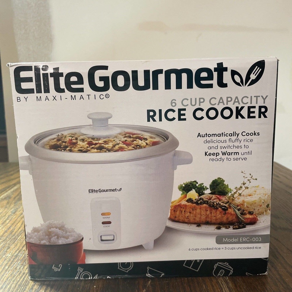 Elite Gourmet ERC-003 Electric Rice Cooker White Serving Scoop Measuring Cup